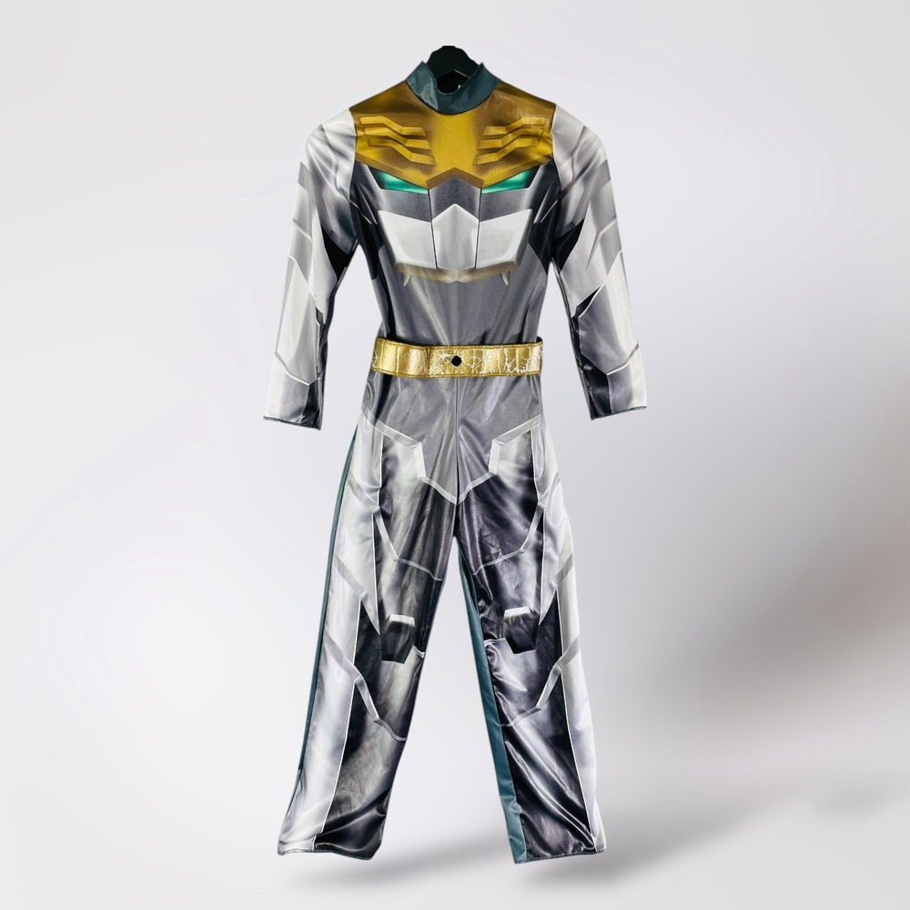 Power Rangers Robo Knight Costume Kids M 7-8 Megaforce Gray Gold Suit